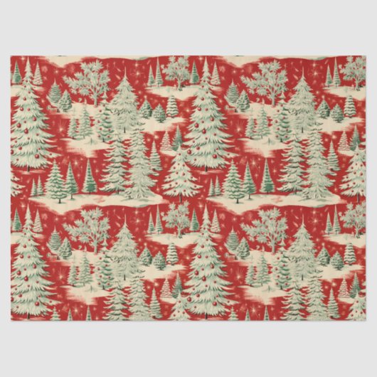 Retro Vintage Christmas Landscape Tissuepapier (Voorkant)