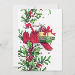 Retro vintage Christmas mailbox add message Feestdagenkaart