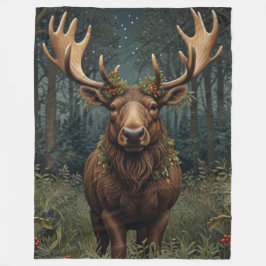 Retro vintage Christmas Moose Fleece Deken