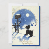 retro vintage Christmas scotty dog Feestdagenkaart (Voorkant)