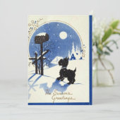 retro vintage Christmas scotty dog Feestdagenkaart (Staand voorkant)