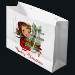 Retro vintage Christmas shopping lady bericht toev Groot Cadeauzakje<br><div class="desc">ontwerp op www.etsy.com/shop/VanityFlairDesigns</div>