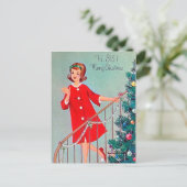 Retro vintage Christmas Sister briefkaart (Staand voorkant)