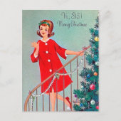 Retro vintage Christmas Sister briefkaart (Voorkant)