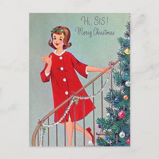 Retro vintage Christmas Sister briefkaart (Voorkant)