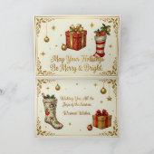 Retro Vintage Christmas stockings Feestdagen Kaart (Binnen)