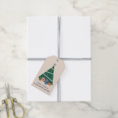 Retro Vintage Christmas Tree Presents Gift Tag Cadeaulabel (Met Touw)