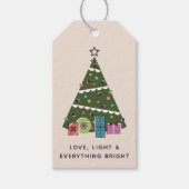 Retro Vintage Christmas Tree Presents Gift Tag Cadeaulabel (Voorkant)