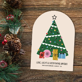 Retro Vintage Christmas Tree Presents Holiday Card Kaart