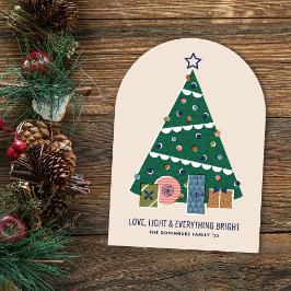 Retro Vintage Christmas Tree Presents Holiday Card Kaart