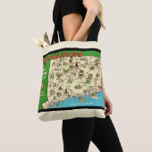 Retro, vintage Connecticut kaart Tote Bag (Dichtbij)