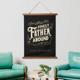 Retro Vintage Cool Elegante Typografie Vaderdag Hangend Wandkleed