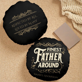 Retro Vintage Cool Elegante Typografie Vaderdag Rond Kussen
