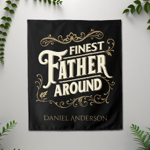 Retro Vintage Cool Elegante Typografie Vaderdag Wandkleed