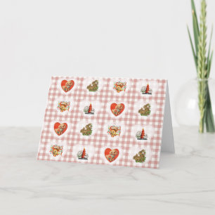 Retro Vintage Coquette Baby Dieren Gingham Kaart