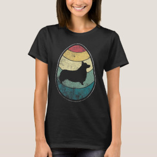 Retro Vintage Corgi Hond Paasei Gelukkige Pasen T-shirt