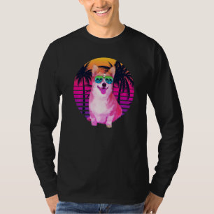 Retro Vintage Corgi Hond Tropisch Strand Zomer Vak T-shirt