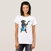 Retro Vintage Dachshund Weenie Playing Guitar T-shirt (Voorkant volledig)