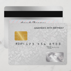 Retro Vintage Damast Credit Card Verjaardagsfeestj Kaart