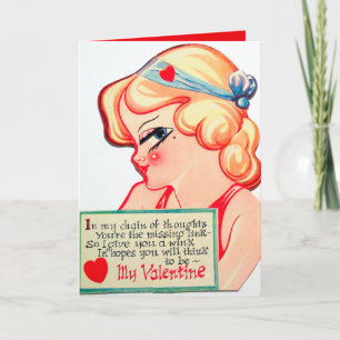 retro vintage dame Valentijn Feestdagen Kaart