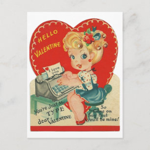 Retro Vintage Dames Valentijnsdag Vakantie Ansicht Feestdagenkaart
