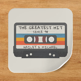 Retro Vintage De Grootste Hit Cassette Bruiloft Vierkante Sticker
