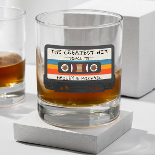 Retro Vintage De Grootste Hit Cassette Bruiloft Whisky Glas