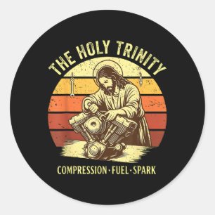 Retro Vintage De Heilige Drie-eenheid Compressie B Ronde Sticker