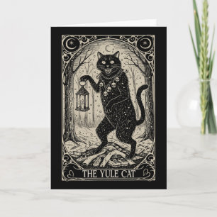 Retro Vintage De Yule Kat Tarotkaart Donker Kerstm Kaart