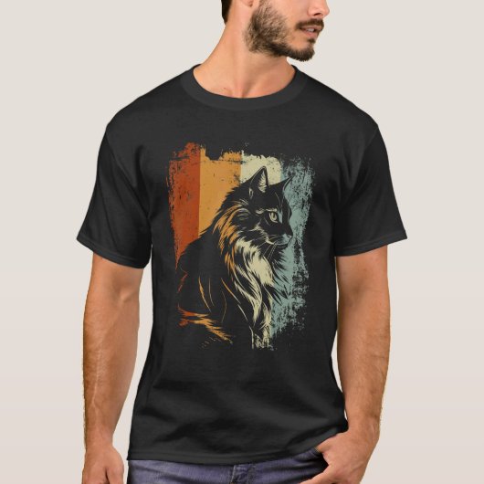 Retro Vintage Design Siberische Kat T-shirt (Voorkant)