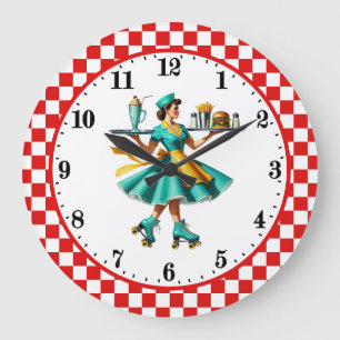 Retro vintage diner serveerster 50's grote klok