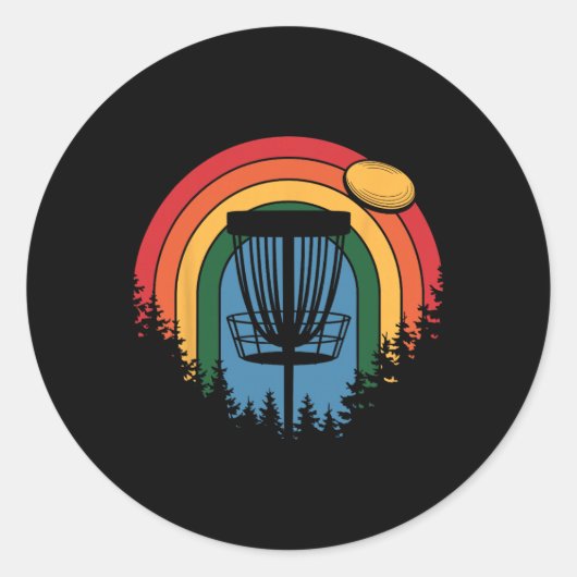 Retro Vintage Disc Golf _2 Ronde Sticker (Voorkant)
