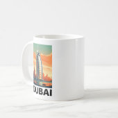 Retro Vintage Dubai UAE Skyline Koffiemok (Voorkant links)