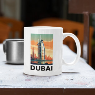 Retro Vintage Dubai UAE Skyline Koffiemok
