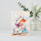 Retro vintage Easter girl Holiday postcard Feestdagenkaart (Staand voorkant)