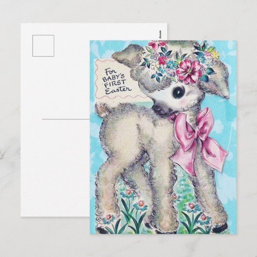 Retro vintage eerste Pasen kaart voor baby (Voorkant / Achterkant)