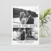 Retro vintage elegante fotocollage bruiloft save the date (Staand voorkant)