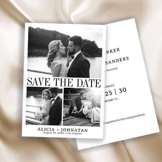 Retro vintage elegante fotocollage bruiloft save the date