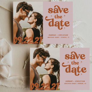 Retro Vintage Elegante Script Foto Bruiloft Save The Date