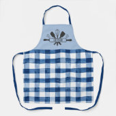 Retro Vintage Engelse Cottage Blauwe Gingham Schort (Voorkant)