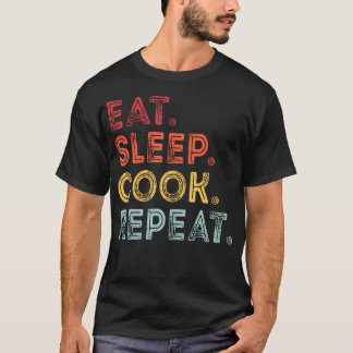 Retro Vintage Eten Slapen Koken Herhalen Voor Koke T-shirt