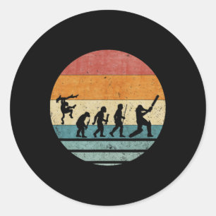 Retro Vintage Evolutie van Cricket Speler Silhouet Ronde Sticker
