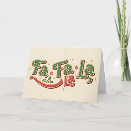 Retro Vintage Fa La La Christmas Feestdagen Kaart (Voorkant)
