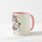 Retro Vintage Femiene Kitten Met Kattenoog Bril Mok (Voorkant rechts)