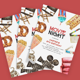 Retro Vintage Filmavond Kinderverjaardag Kaart