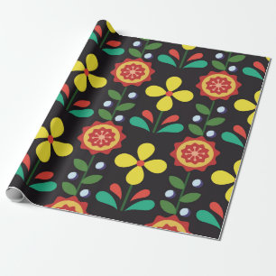 Retro vintage flower vertical lines seamle cadeaupapier