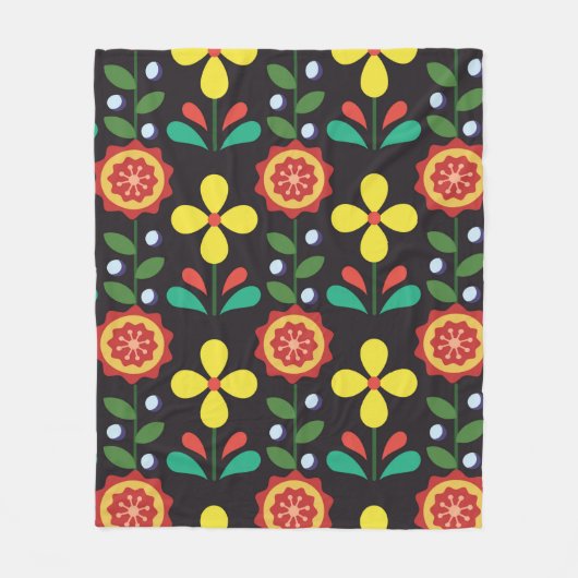 Retro vintage flower vertical lines seamle fleece deken (Voorkant)
