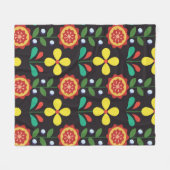 Retro vintage flower vertical lines seamle fleece deken (Voorkant (Horizontaal))