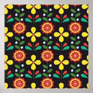 Retro vintage flower vertical lines seamle poster