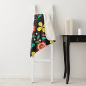 Retro vintage flower vertical lines seamle sherpa deken (In situ)